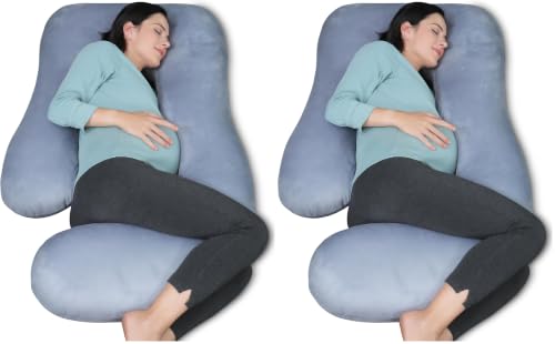Image of MOON PARK Pregnancy Pillows for Sleeping - 57 Inch U Shaped Full Body Maternity Pillow with Removable Cover - Support for Back, Legs, Belly, Hips - Pregnancy Pillow for Women - Grey (Pack of 2)