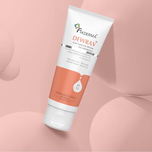 Fixderma Dewrav Acne Control & Oil Free Moisturizer for Face with Glycolic Acid | Niacinamide | Oily Skin | Face Moisturizer for Women & Men - 50 gm