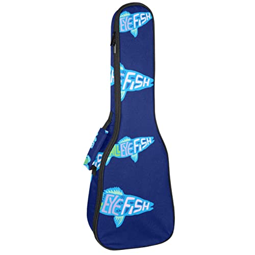 Housse ukulélé ténor bleue imperméable et rembourrée avec motif poisson doraux