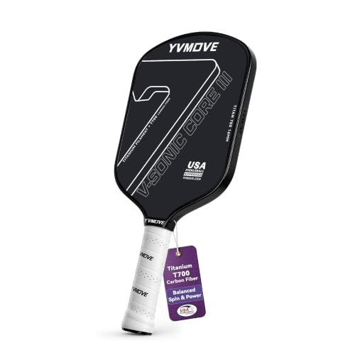 YVmove 16mm 18K T800 Carbon Fiber Pickleball Paddle, USAPA Approved (Titanium Black) - image 1