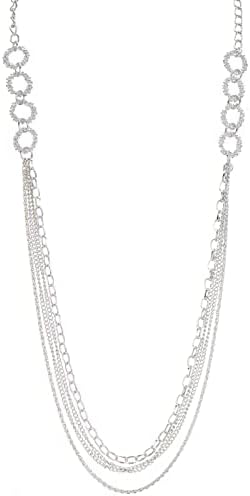 Noessla Long Gold/Silver Chain Layered Necklace for Women Boho Multi-strand Rope Chains Statement Collar Necklace Silver Jewelry Gift(Silver)