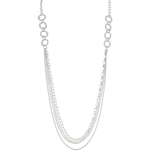 Noessla Long Gold/Silver Chain Layered Necklace For Women Boho Multi-Strand Rope Chains Statement Collar Necklace Silver Jewelry Gift(Silver) #TOP2