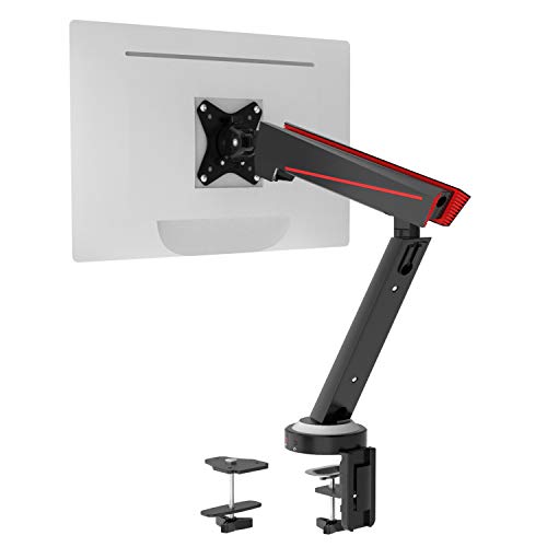 Exclusive Discount 60% Price WALI Single Gaming Monitor Mount Stand, Single Arm, Mechanical Spring Assisted, Fully Adjustable, Fit One Screen 17 to 32 inch, 17.6 lbs (GAMU001), Red Black