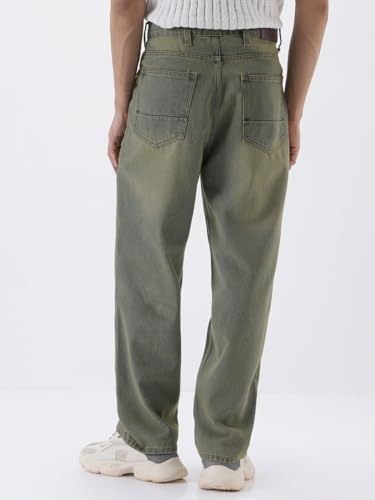 Image of Urbano Fashion Men's Loose Baggy Fit Heavy Washed Jeans Non-Stretchable