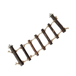 32x12cm / 7 Sprossen Naturholz Strickleiter mit K&auml;fig-Schrauben, jeder Winkel | Vogel-Leitern