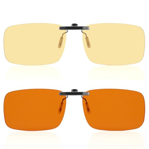 Image of Clip-on Blue Blocking Eye Wear Glasses | Anti-Fatigue & Eyestrain Relief for Men and Women | Amber Nighttime