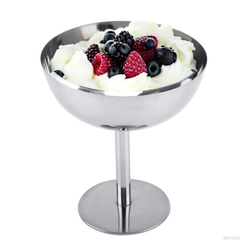 VIFERR Taza de Helado de Acero Inoxidable, Cuencos para Servir Postres, Copas de Cóctel, Cuencos para Sorbetes, Herramientas de Barra de Metal para Ensalada, Fruta, Pudín, Aperitivos(A)
