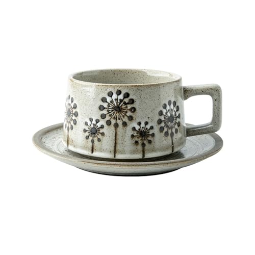 Shihan-2015 Tazas para Espresso Taza for café con Leche de cerámica Rugosa, Juego de Taza de café y platillo de cerámica for el hogar, Juego de té de la Tarde Retro Chino Tazas de té