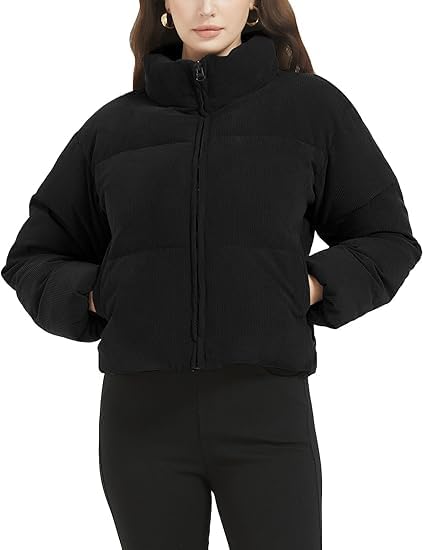 Women's Quilted Puffer Jacket, Wool Blend, Hip Length, Stand Collar, Winter Casual Wear with Side Pockets, Regular Fit, Water Repellent