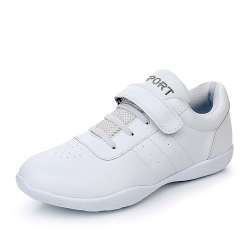 AOQUNFS Girls/Women White Cheerleading Dance Shoes Athletic Training Tennis Comfortable Youth Competition Cheer Sneakers