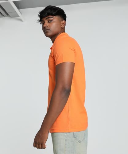 Puma Cotton Men's Solid Slim Fit T-Shirt (680817_Rickie Orange, Small
