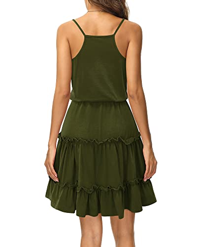 Image of Newshows Women's Summer Casual Dress Cute A Line Ruffle Hem Flattering Fit Beach Vacation Sundress