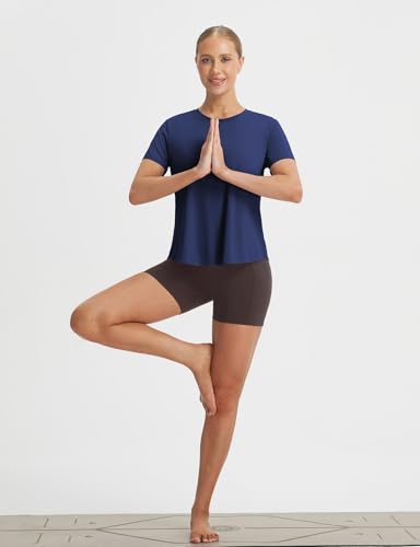 Image of baleaf Women Ice Cooling Running Shirts Quick Dry Short Sleeve Tops | Breathable, Lightweight, Moisture Wicking, Stretchy, Loose Fit, UPF 50+, for Workout, Gym, Athletic, Tennis, Yoga