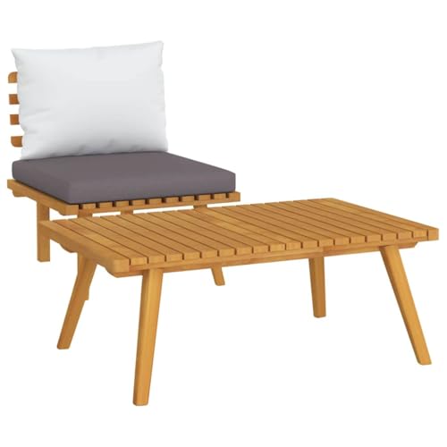 vidaXL Akazienholz Massiv Gartenmöbel 2-TLG. mit Kissen Mittelsofa Tisch Sofa Lounge Sitzgruppe Garten Garnitur Gartenset Gartensofa Sitzgarnitur