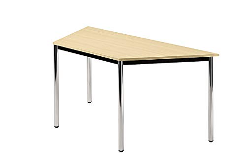 Preisvergleich Produktbild Trapeztisch Rundfuß 160x69cm Ahorn Chrom Bürotisch Konferenztisch
