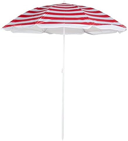 The Magic Toy Shop Garden Beach Patio Tilting Tilt Multi Coloured Umbrella Parasol Sun Shade Protection UPF40 (Red Striped)