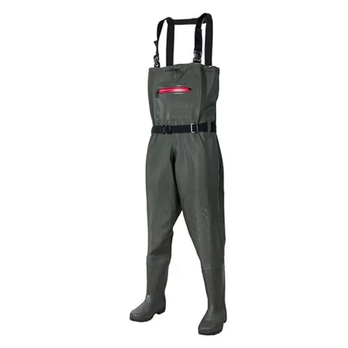 JHSDHYD Vadeadores de Pesca Pantalones de Pescador for Hombre y Mujer, Monos con Botas, Conjunto de Pantalones Impermeables hasta el Pecho for Caza y trasplante de arroz(A Green,39)