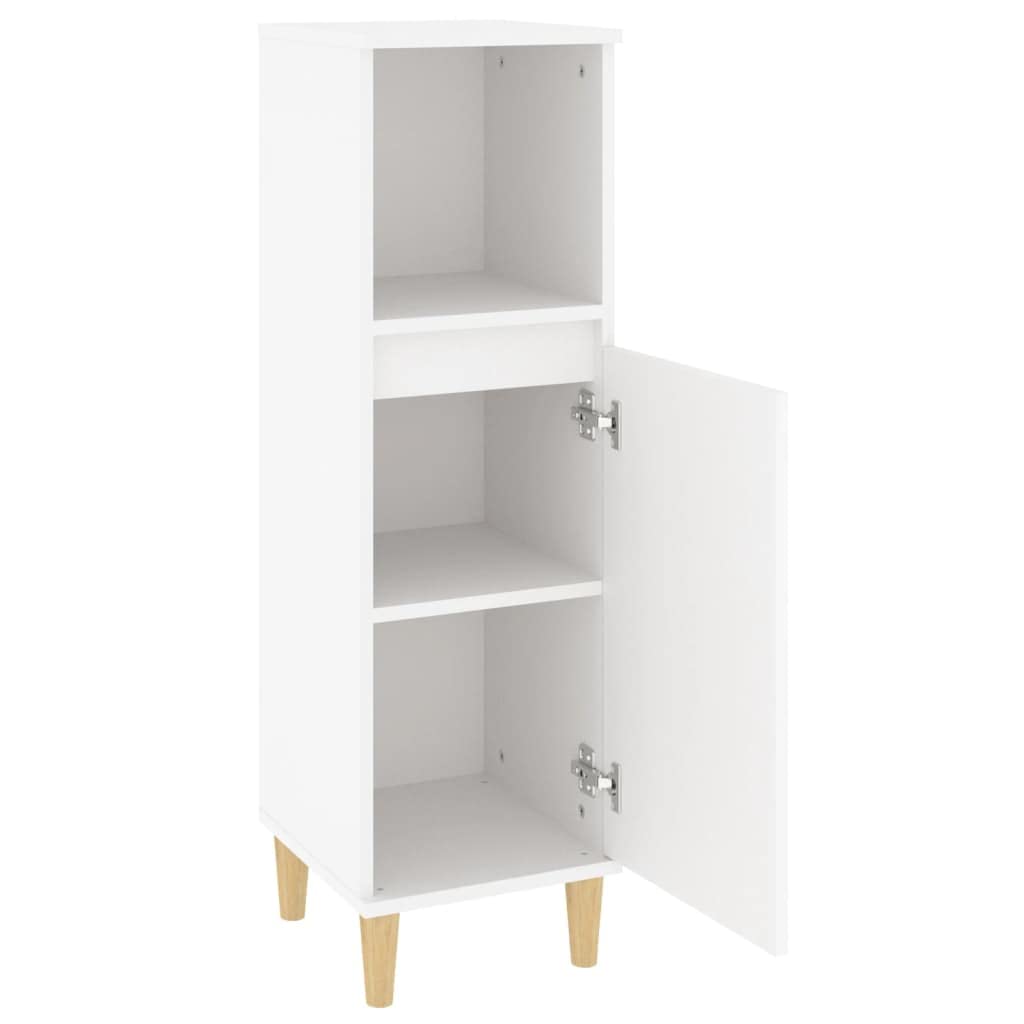 vidaXL Armario de baño Madera contrachapada Blanco 30x30x100 cm, Mueble de baño, Muebles de baño, Mueble Cuarto de Aseo, Armario almacenaje baño