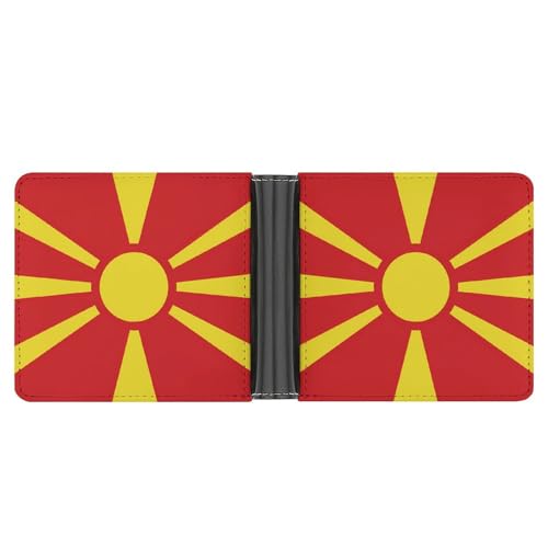 Flag of North Macedonia Funny Billfold Wallet Credit Card Holder Slim Passcase Pouch Purse for Men Women