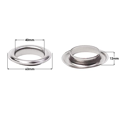 Trimming Shop 40mm Silver Eyelets Rings with Self-Backing Washers, Perfect for Curtains Drapes and PVC Banners, Vinyl - Image 3