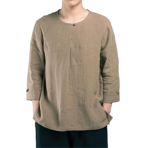 Chemise en lin style chinois homme manches 3/4 anti-transpiration pour l'été