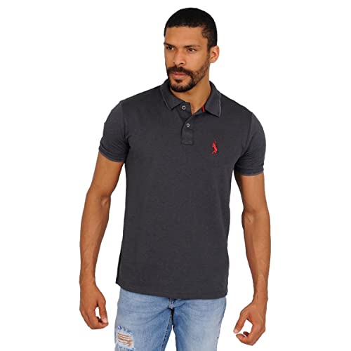 Camisa Polo Piquet com Algodão John Pull Cor:Cinza Escuro;Tamanho:M