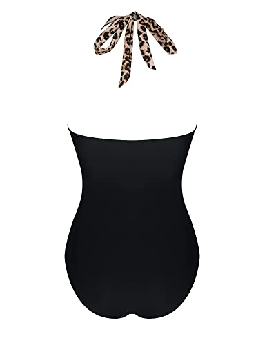 DOULAFASS Tie Knotted Swimming Costume Women Tummy Control Push Up Swimsuit Halter V Neck Padded One Piece Swimwear