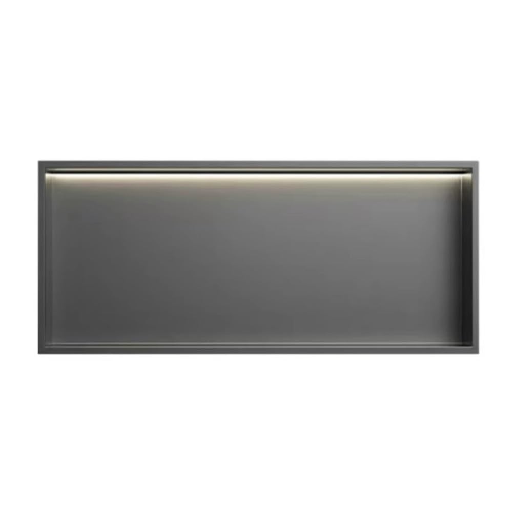 LED-Duschnische, Edelstahl-Badezimmerregal, Keine Fliesen erforderlich, Wandnischen-Organizer mit großer Kapazität für Toilette, Küche，Grey 92x32x12.5 cm