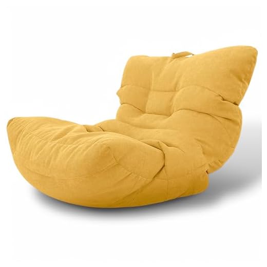 Aiire Fauteuil Pouf Salon Moderne - Pouffe Géant Interieur Adulte ou Ado avec Remplissage pour Décoration de la Chambre – Gros Bean Bag XXL ou Coussin de Sol Jaune