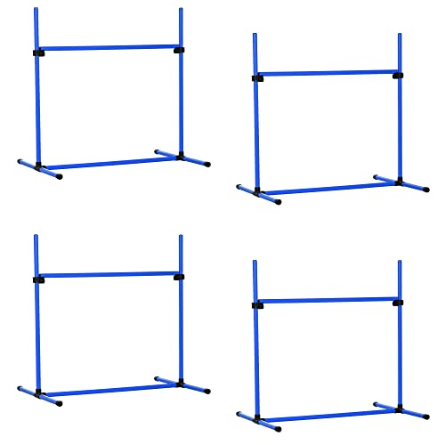 Pawhut Agility Hürdenset Slalom Stangen Hunde Training Set 4 x Hürden, Kunststoff, Blau, 95x65x95cm