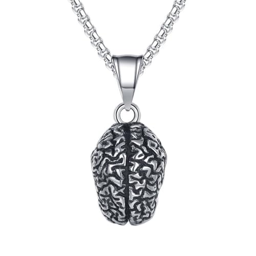 Men's Stainless Steel Personality Vintage Hip Hop 3D Solid Anatomical Brain Biker Pendant Body Organs Necklace