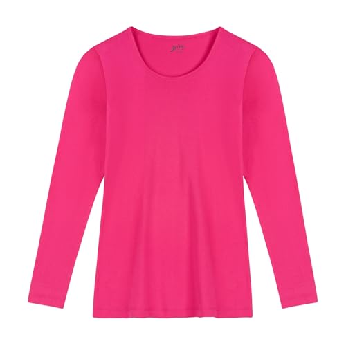 Image of Brix Girls' Long Sleeve Tees - 100% Cotton Tagless 4 -Pack Crew Neck Super Soft Cotton T Shirts.