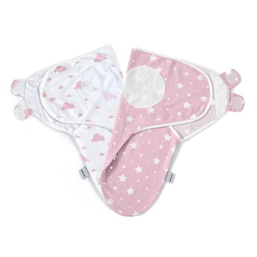 MOONLIGHT20015 Baby Swaddle Blanket 0-3 Months - 100% Breathable Organic Cotton Swaddles for Newborn - Baby Blankets for Boy and Girl - Soft and Cozy Baby Swaddle Wrap Newborn (Pink, 2 Pack)