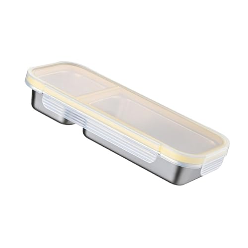 Oxtxuzdm Recipiente de acero inoxidable para preparación de comidas, con múltiples compartimentos, tapa a prueba de fugas, caja para la escuela, oficina, contenedor de almacenamiento de alimentos