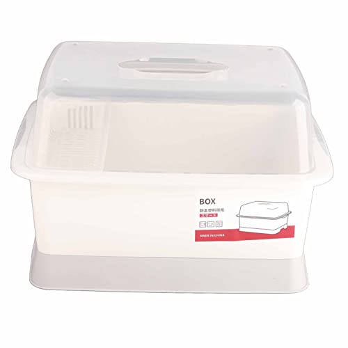 Escurridor De Platos Escurreplatos Tazón De Drenaje De Platos Soporte Para Utensilios Escurridor De Platos Con Tapa Organización De Cocina Resistente Al Polvo E Insectos Para Uso Doméstico(Beige)
