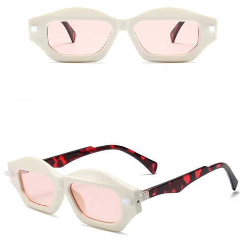 Lunettes de soleil œil de chat polygonales aux rivets rétro et verres dégradé vert - 3