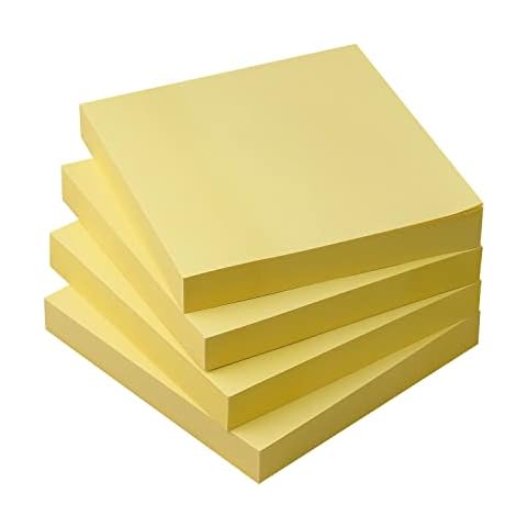 Sticky Notes 3x3 Self-Stick Notes Pads with Bright Colors, Easy to Post for Office, Shool, Home, 4 Pads/Pack, 90 Sheets/Pad (Yellow) Cover