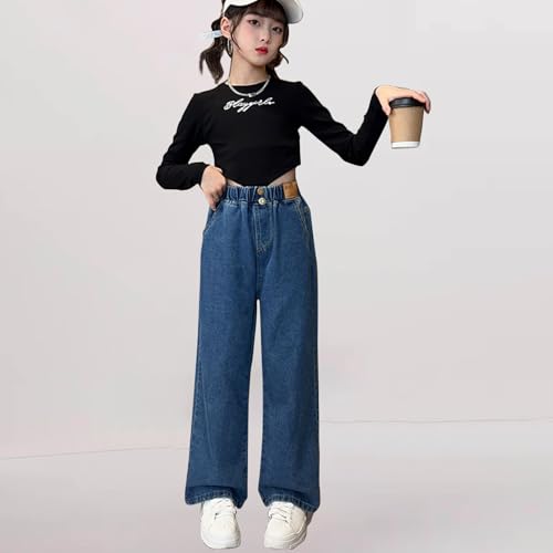 Girls Straight Leg Baggy Jeans High Waist Wide Leg Denim Pants 2025 Trendy Casual Streetwear Trouser for Teens2