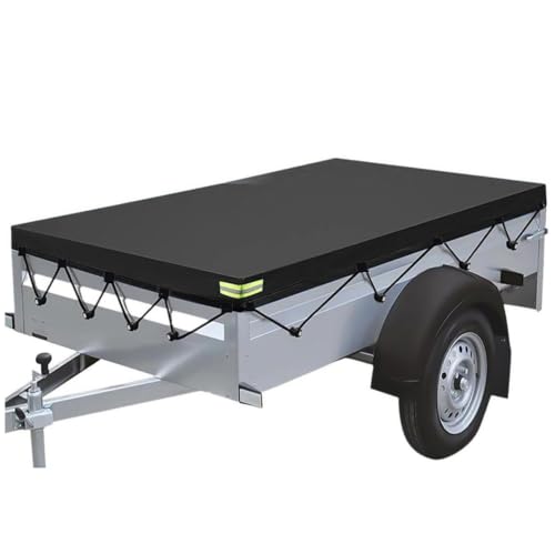 Utility Trailer Cover for Big Tex 35SA-10 5x10ft 2015-Present, Heavy Duty Water Resistant Trailer Tarp Cover, Outdoor Storage Protection for Flatbed Utility Trailers,A Black