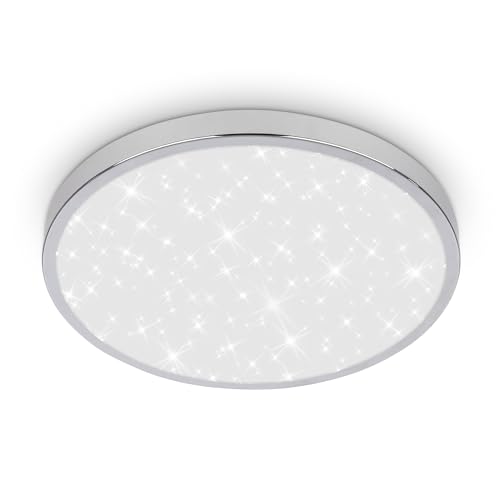 BRILONER - Plafoniera bagno LED a luce indiretta, protezione IP44 contro gli spruzzi d'acqua, colore luce bianca neutra, plafoniera led soffitto bagno, plafoniera cucina, 24 x 6 cm, cromato