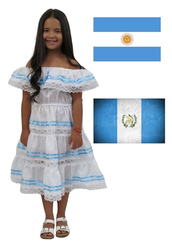 Leos Imports Girls Light Blue Ribbon Dress Argentinian, Guatemalan Nicaraguan Colors2