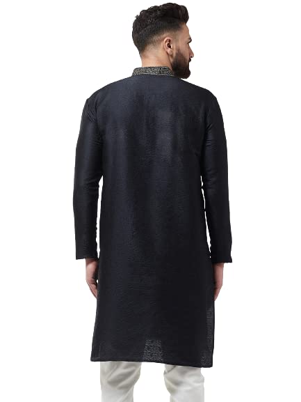 Image of SOJANYA Men's Silk Blend Kurta for Navratri | Paisley Print Regular Fit Ethnic Kurta for Festival & Puja