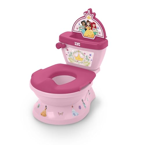 Bright Starts Disney Junior Princess My Size Potty Training Toilet, Toddler Potty Chair with Flushing & Cheering Sounds, Removable Seat with Splash...