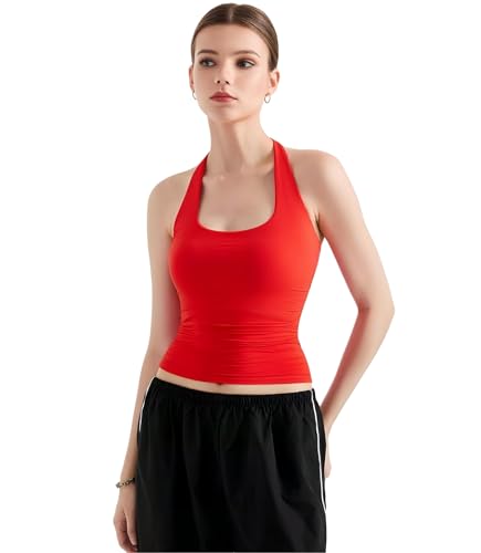 Image of SIGHTBOMB SOFTLINE Double Layer Seamless U Neck Halter Cuddle Baby Sleeveless Microfiber Active WEAR /Casual WEAR TOP for Women