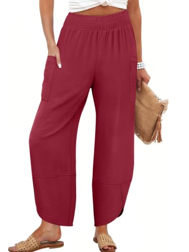 Image of ANRABESS Womens Wide Leg Palazzo Capri Barrel Pants