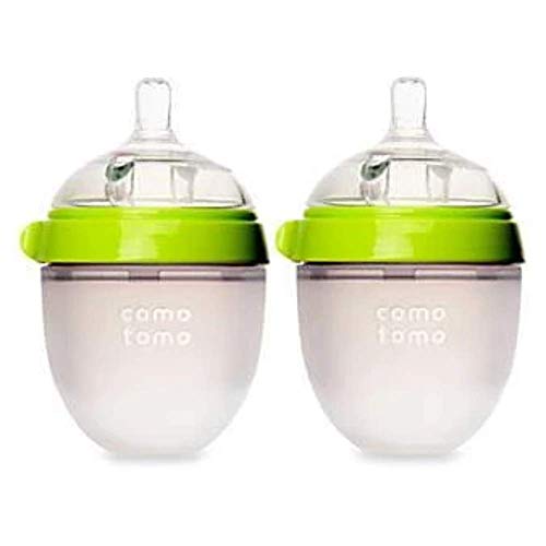 Image of Comotomo - Soft Hygienic Silicone Baby Bottle Twin Pack 0-3m Green - 5 oz.