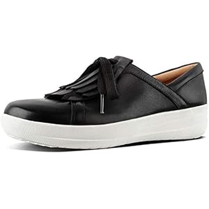 Fit Flop Dames F-Sportieve Tm Ii Lace Up Fringe Enkelband Ballet Flats, Zwart (Zwart 001), 3 UK