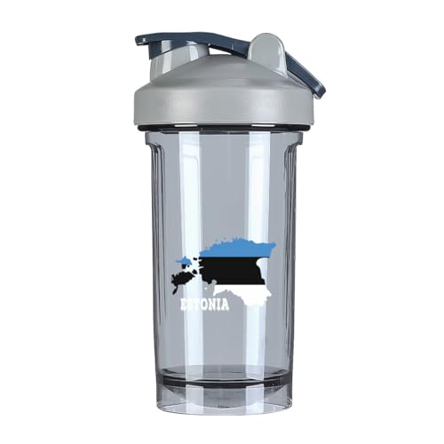 Estonians Map Flag 18 Ounce Shaker Cup,Fashion Theme Pattern Shaker Bottle Leak-proof Workout Shake Bottles 500ML/18 oz Perfect for Pre Workout