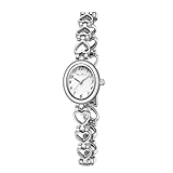 Diaofendi Petite Gold Watches for Women Vintage Bracelet Wrist Watch Luxury Ladies Oval,Fashion Dress Quartz Watch with Tools Include,Waterproof (Silver Shell-White)