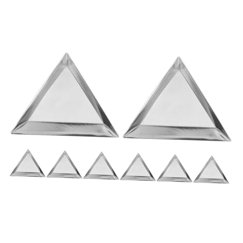 SHERCHPRY - SHERCHPRY Lot de 8 Plateaux Triangulaires en Aluminium pour Rangement Bijoux et Paillettes Récipient Gradué pour Poudre Plateau de Travail pour Perles Organisé pour Loisirs Créatifs et
